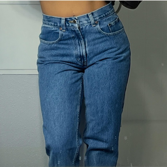 Stylish Blue Straight Leg Jeans - Picture 4 of 5